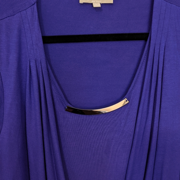 NWOT Joan Vass Purple Plum Drape Top (looks two piece)- Size L - Picture 8 of 8